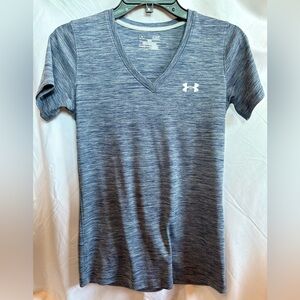 Under Armour Women's V-Neck Small FITTED Heather Blue Loose fit Shirt